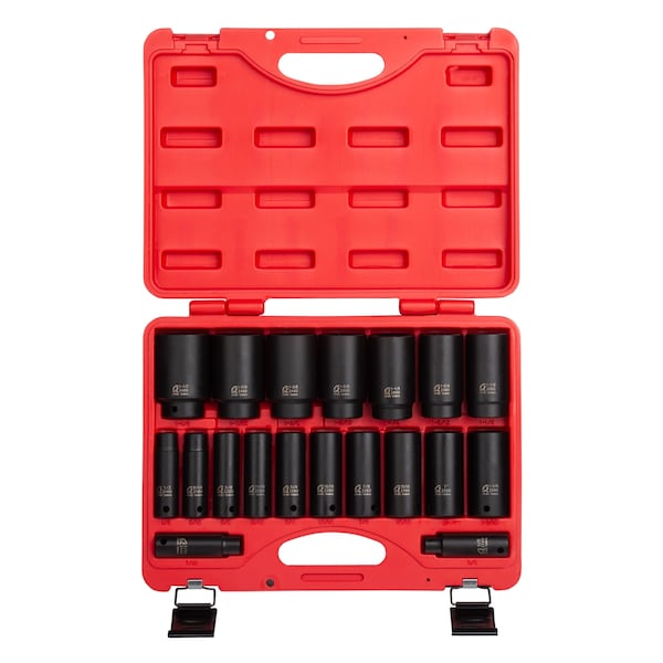 Sunex Tools 19-Piece 1/2 in. Drive Deep Fractional SAE Fractional Impact Socket Set 2641 - main